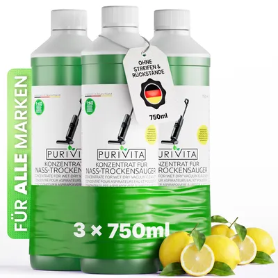 Produktbild von PURIVITA® Konzentrat für Nass-Trockensauger und Saugwischer, 3 x 750 ml Zitronenduft
