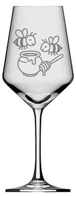 Produktbild von Spülmaschinenfestes Weinglas mit Honigbienen Gravur perfekt für Weinliebhaber und Anlässe