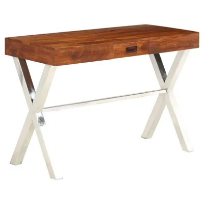 Produktbild von Schreibtisch Massivholz mit Honigfarbenem Finish 110x50x76 cm