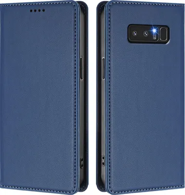 Obrázek produktu pro Kožené pouzdro pro Samsung Galaxy Note 8, magnetické flipové pouzdro zPolyuretankůže se stojánkem Tmavě modrá