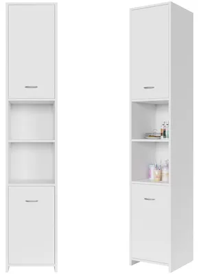 Produktbild von CASARIA® Badezimmerschrank 30cm Breit Hochschrank Weiß 6 Fächer Verstellbar 2 Türen Mit Magnetverschluss Stehend Bad Regal Badmöbel Schmal Holz