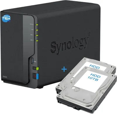 Produktbild von Synology DS223 NAS, 2-fach, für zwei Festplatten, 10 TB, mit vorinstallierter SATA-Schnittstelle, Ethernet- und LAN-Anschluss, IP-fähig