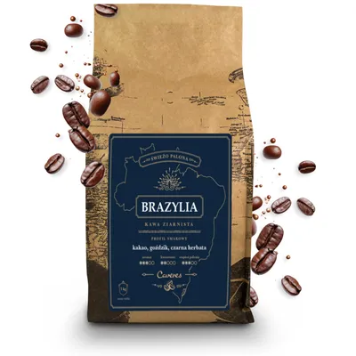 Zdjęcie produktu dla Kawa ziarnista Caveres Brazylia 1kg, 50% Arabica 50% Robusta, Rzemieślnicza Palarnia Premium