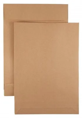 Produktbild von Kaenguruh B4 Faltentasche, mit Haftklebung Abdeckstreifen Natron / Recycling braun 150g, Stehboden + Faltenbreite 50 mm