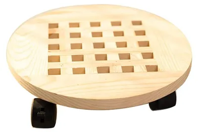 Imagen del producto de Carrito de plantas de madera con ruedas, de 25 cm, para uso en interiores y exteriores