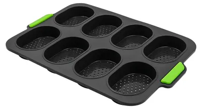 Produktbild von Silikon Backform - Baguetteform mit 8 Fächern - Optimale Wärmeverteilung - Knusprige Außenseite - Weicher Innenraum - Abmessungen 34,5 x 24,0 x 2,5 cm - Brotform