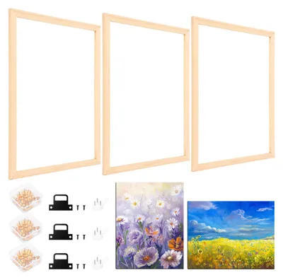 Produktbild von Leinwandrahmen Set, 3 Stück, 40 x 50 cm, Holzrahmen für Kunstwerke