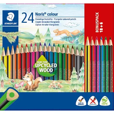 Produktbild von Noris® color 187 farebná ceruzka kartónová krabička s 24 kusmi rôzneho bonusového balenia
