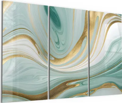 Produktbild von DEQORI Glasbild Echtglas 3x50x100 cm 'Smaragdfarbene Wogen' Wandbilder XXL groß
