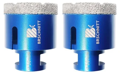 Productafbeelding van Twee boorkoppen van 50 mm met M14-aansluiting, geschikt voor haakse slijpmachines, voor het boren in porselein, keramiek, marmer en graniet