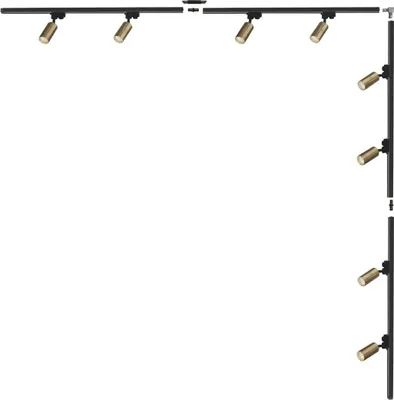 Produktbild von ZUMALINE Schienenstrahler-Set 8x GU10 4 m schwarz gold Rohrschiene 3582