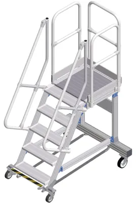 Produktbild von Zarges Plattformtreppe 60° mit Ergo-Stop, 600mm Stufenbreite 5 Stufen