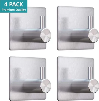 Produktbild von Jumadas selbstklebende Handtuchhaken - Edelstahl - Silber - Hängend - Badezimmer - Zimmer - 4 Stück