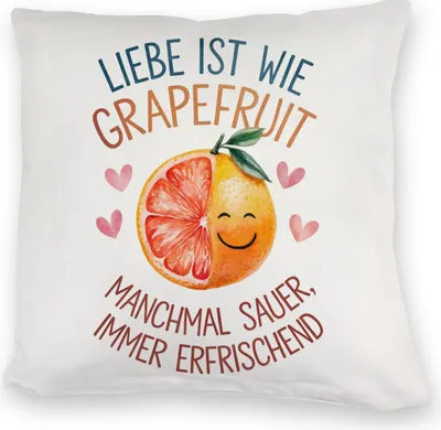 Produktbild von Grapefruit Kuschelkissen Liebe ist erfrischend