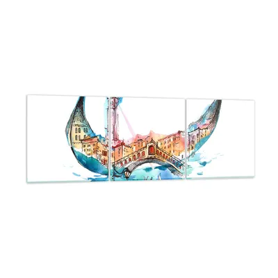 Produktbild von Bilder auf glas - Gondel Gondoliere illustration Kultur - 90x30cm - Glasbilder - Wandbilder - Kunstdruck - Wanddekoration aus Glas - Glas Bilder - Wandbild auf Glas - GCA90x30-3039