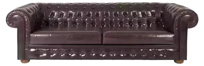 Obrázek produktu pro Dřevěná třímístná pohovka v přírodních barvách, elegantní styl Chesterfield
