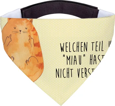 Produktbild von Mr. & Mrs. Panda Halstuch Katze Mittelfinger - Gelb Pastell - Geschenk, Mietze, Hundehalstuch, Hunde-Halstuch, Katzen, Hund, Kater, Cats, Hunde, Cat, Für