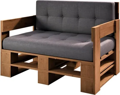 Produktbild von Lermowood Palettenmöbel Mp Sofa 120 x 80 x 40 cm Eiche | Europaletten Indoor und Outdoor Lounge Gartenmöbel Holz Gartenmöbel Set Lounge Möbel Terrasse Balkon Loft Stil Paletten