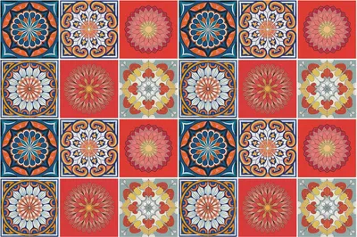 Produktbild von Fliesenaufkleber 20 x 20 cm – 24 Stück – Selbstklebend – Wasserfest – Pflegeleicht – Hitzebeständig – Für Küche & Bad – Marokkanische Mandalas