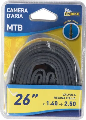Immagine prodotto di Camera d'aria per bicicletta On Bike 26" x 1,40 - 2,50 - ETRTO 47-559, Alta resistenza e aderenza, Compatibile con mountain bike, city bike e trekking, Facile da montare
