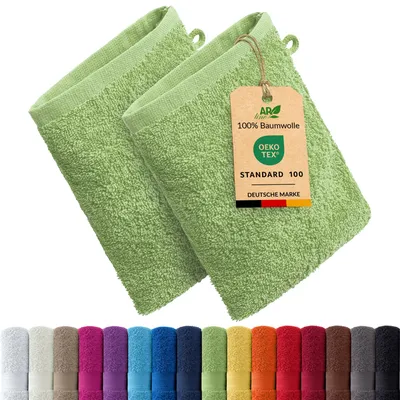 Produktbild von 2er-Set ARIZONA Handtuch-Serie von AR Line – 100% Baumwolle, 500 g/m², 2er-Set Waschhandschuhe 15x21 cm, Farbe: Apfelgrün