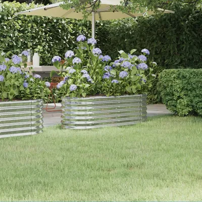 Produktbild von vidaXL Hochbeet Pulverbeschichteter Stahl 114x40x36 cm Silbern