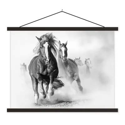 Produktbild von MuchoWow® Textilposter Pferde - Tiere - Illustration 60x45 cm mit schwarzem Rahmen - Poster Schlafzimmer