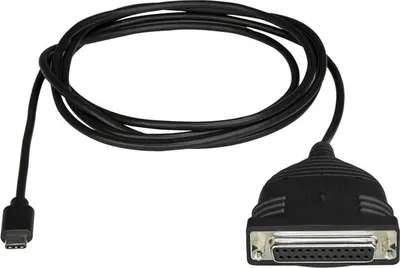 Produktbild von StarTech.com USB-C auf Parallel Druckerkabel, Schwarz, USB C, DB25, 1,83 m, Männlich/Weiblich, CE, RoHS