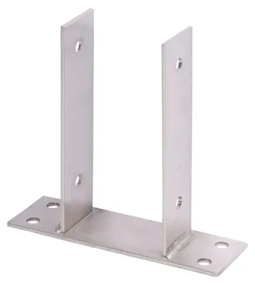 Image de Alberts 212919 Support de poteau en U, à visser, acier inoxydable, largeur intérieure 91 mm