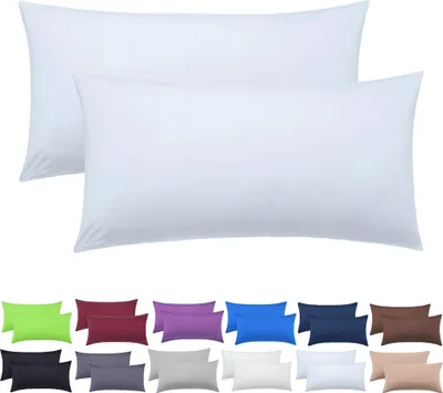Produktbild von NatureMark 2er Pack Jersey Kissenbezug Kissenhülle Kissenbezüge Seitenschläferkissen Nackenkissen viele Größen und Farben  (40 x 80 cm,Weiß)