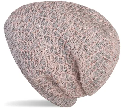Produktbild von styleBREAKER Damen Strick Beanie Mütze mit Pailletten und Thermo-Fleece Futter, Winter Slouch Beanie 04024168