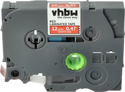 Produktbild von vhbw Schriftband-Kassette kompatibel mit Brother GL H105, 100, 200, H100 Etiketten-Drucker 8m x 12mm Weiß auf Rot, Kunststoff