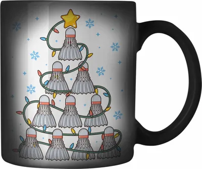 Produktbild von Trendation - Badminton Weihnachten Farbwechsel Zauber-Tasse Geschenk Badmintonspieler Geschenkidee Trainer Coach (Schwarz)