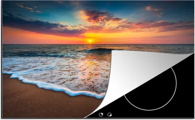 Produktbild von KitchenYeah© Herdabdeckplatte Strand - Meer - Sonnenuntergang , 81x52cm, Küche Deko, Glaskeramikkochfeld Herdabdeckung, Abdeckplatte fùr Kochfeld