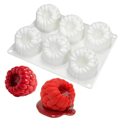 Produktbild von Silikonform Himbeere 6er Set für Mousse Kuchen Schokolade Gelee