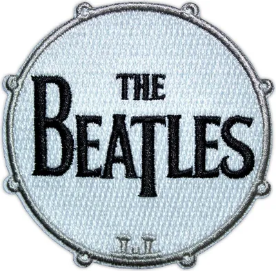 Produktbild von The Beatles - Trommel-Logo - Aufnäher zum Aufbügeln, gewebter Stoff RO12429 (Einheitsgröße) (Weiß/Schwarz)