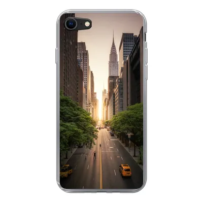 Produktbild von MuchoWow® Handyhülle Schutzhülle Hülle für iPhone SE 2022 New Yorker Straße am Morgen Silikon Softcase Handy Hülle - Schutzhülle
