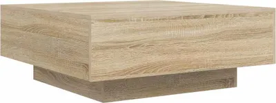 A square coffee table with a wood grain texture.
