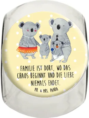 Produktbild von Mr. & Mrs. Panda Kaffeedose Koala Familie L 870ml - Gelb Pastell - Geschenk, Bonboniere, Family, Bruder, Teedose, Vorratsbehälter, Mama, aufbewahrungsglas, Kinder, Papa