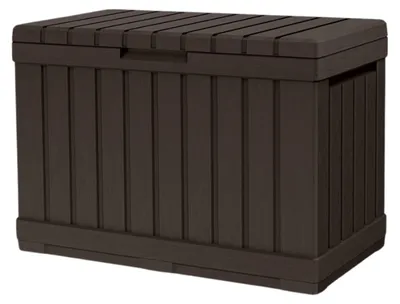 Produktbild von Keter Gartentruhe KENTWOOD 190L Braun – Wetterfeste Gartenbox in Holzoptik mit S