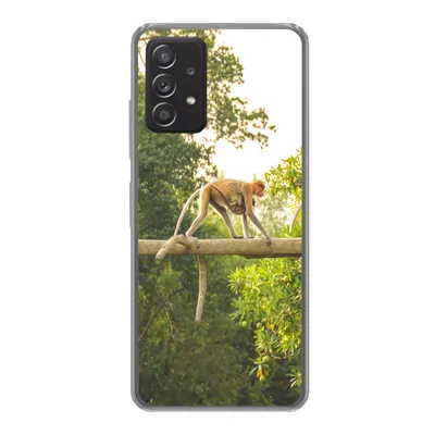 Produktbild von MuchoWow® Handyhülle Schutzhülle Hülle für Samsung Galaxy A33 5G Affen laufen auf Ast Silikon Softcase Handy Hülle - Kartenhalter