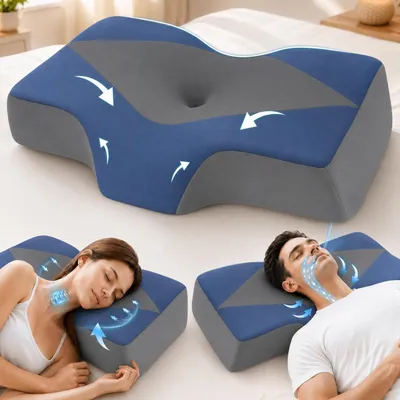 Produktbild von Ergonomisches Kopfkissen - Orthopädisches Nackenstützkissen - Visco-Schaum - 2 Höhen