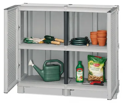Produktbild von Dbiondin Outdoor-Garderobe, Outdoor-Möbel, Mehrzweck-Balkongarderobe, Outdoor-Schrank, 100 %  Italy, Hellgrau, 100 x 39 x 92 cm
