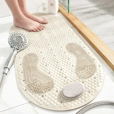 Produktbild von Duschmatte - Weiß - 70x39 cm - Rutschfeste Badewannenmatte - Maschinenwaschbar - Für die Fußmassage