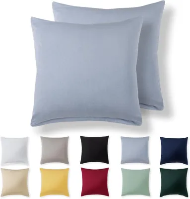 Produktbild von Kissenbezug 65 x 65 cm (2er-Set) - Hellblau - 100% Jersey-Baumwolle - Kissenbezug für Kissen 65 x 65 cm, Jersey-Kissenbezüge