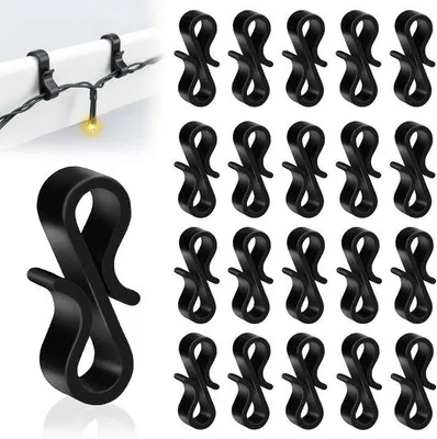 Produktbild von Mini Gutter Clips für Weihnachtslichter, Dachklammern, 100er Pack, schwarz