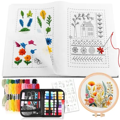 Stickerei-Set für Anfänger mit Stickbuch und Zubehör