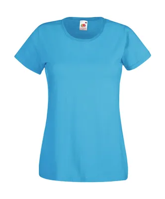 Produktbild von Fruit of the Loom Damen Rundhals Basic T-Shirt Shirt Kurzarm, Größe:XL (16), Farbe:Azure Blue
