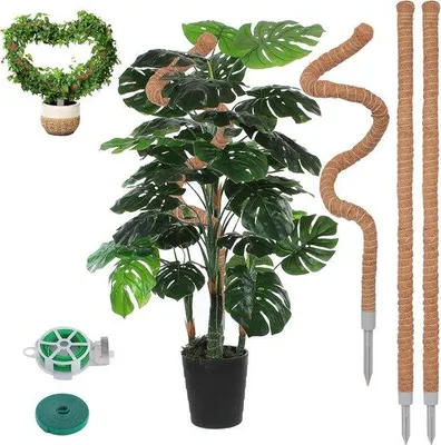 Obrázek produktu pro Sada opěrných tyčí pro rostliny – podpěrné tyče pro popínavé rostliny – ohebné hliníkové jádro – 3 kusy, délka 127 cm – barva hnědá