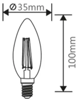 Produktbild von LED Leuchtmittel E14 Filament Kerze | bernstein | C35 4W | 360 Lumen warmweiß (2200 K) 10 Stück